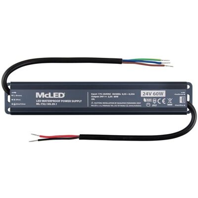 McLED Napájecí zdroj longevity 60 W, DC24V/2.5A, IP67, hliníkový McLED Napájecí zdroj longevity 60 W, DC24V/2.5A, IP67, hliníkový