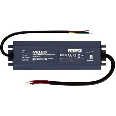McLED Napájecí zdroj longevity 150 W, DC24V/6.25A, IP67, hliníkový McLED Napájecí zdroj longevity 150 W, DC24V/6.25A, IP67, hliníkový
