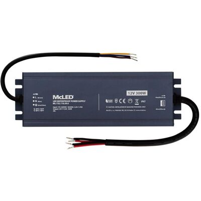 McLED Napájecí zdroj longevity 300 W, DC12V/25A, IP67, hliníkový McLED Napájecí zdroj longevity 300 W, DC12V/25A, IP67, hliníkový