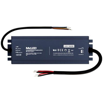 McLED Napájecí zdroj longevity 300 W, DC24V/12.5A, IP67, hliníkový McLED Napájecí zdroj longevity 300 W, DC24V/12.5A, IP67, hliníkový