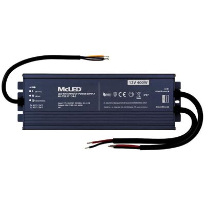 McLED Napájecí zdroj longevity 400 W, DC12V/33.33A, IP67, hliníkový McLED Napájecí zdroj longevity 400 W, DC12V/33.33A, IP67, hliníkový