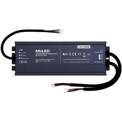 McLED Napájecí zdroj longevity 500 W, DC12V/41.67A, IP67, hliníkový McLED Napájecí zdroj longevity 500 W, DC12V/41.67A, IP67, hliníkový