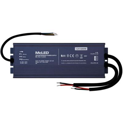 McLED Napájecí zdroj longevity 600 W, DC12V/50A, IP67, hliníkový McLED Napájecí zdroj longevity 600 W, DC12V/50A, IP67, hliníkový