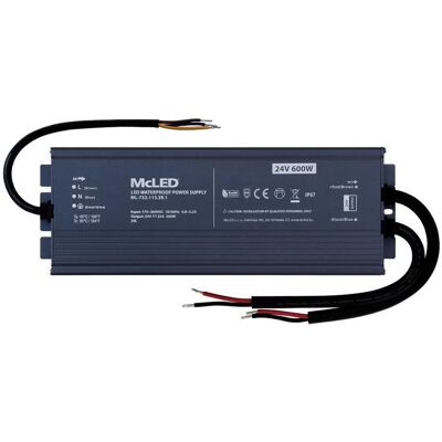 McLED Napájecí zdroj longevity 600 W, DC24V/25A, IP67, hliníkový McLED Napájecí zdroj longevity 600 W, DC24V/25A, IP67, hliníkový