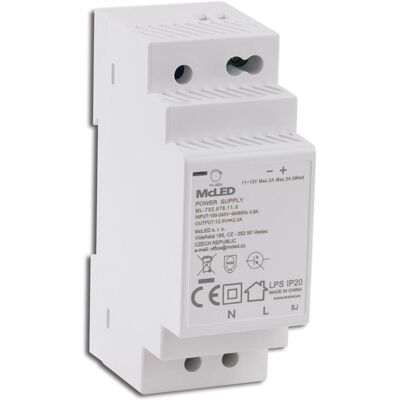 McLED Napájecí zdroj 24 W, DC12V/2A, IP20, na DIN lištu McLED Napájecí zdroj 24 W, DC12V/2A, IP20, na DIN lištu