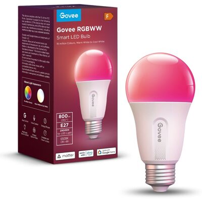 Govee Smart RGBWW 12 W-85 W, 1200 lm, E27, Long Life Matter Govee Smart RGBWW 12 W-85 W, 1200 lm, E27, Long Life Matter