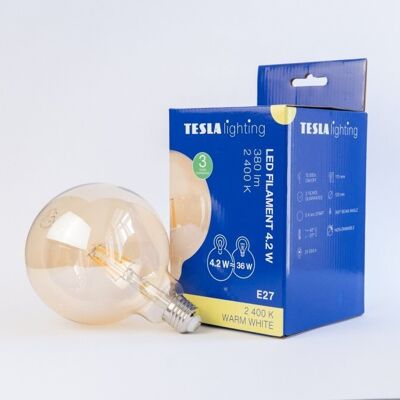 Tesla Lighting Tesla - LED žárovka GLOBE G125 VINTAGE, E27, 4,2W, 230V, 380lm, 2400K, 360st, zlatá Tesla Lighting Tesla - LED žárovka GLOBE G125 VINTAGE, E27, 4,2W, 230V, 380lm, 2400K, 360st, zlatá