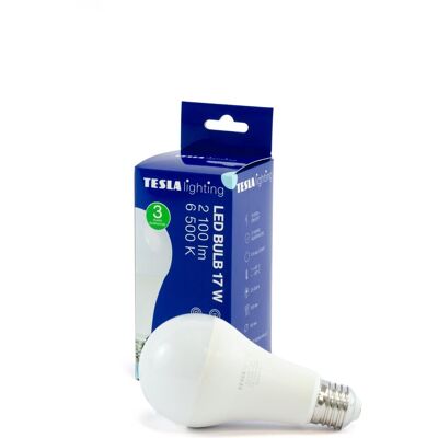 Tesla Lighting Tesla - LED žárovka BULB E27, 17W, 230V, 2100lm, 25 000h, 6500K studená bílá 220st Tesla Lighting Tesla - LED žárovka BULB E27, 17W, 230V, 2100lm, 25 000h, 6500K studená bílá 220st
