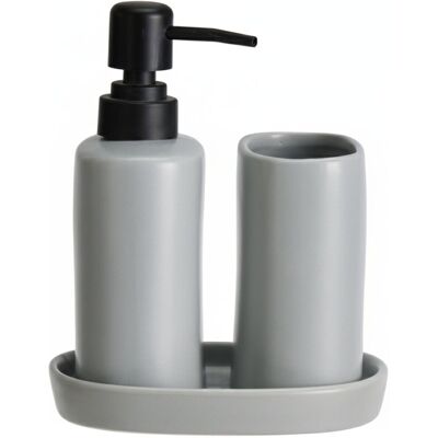 Bathroom Solutions Ply, keramický dávkovač a kelímek, světle šedý Bathroom Solutions Ply, keramický dávkovač a kelímek, světle šedý