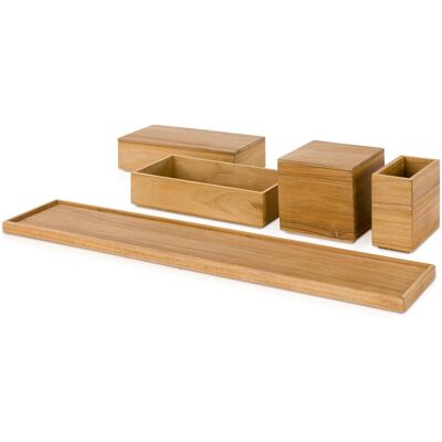 Möve - Teak 5-dílný - Teakové dřevo - 50x10x11 cm - Koupelnové úložné sady Möve - Teak 5-dílný - Teakové dřevo - 50x10x11 cm - Koupelnové úložné sady