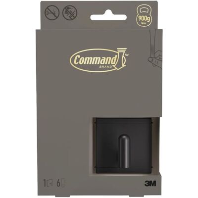 3M Command™ Decor malý kovový háček DCR01MB-EU, matný černý, 1 háček + 6 pásků 3M Command™ Decor malý kovový háček DCR01MB-EU, matný černý, 1 háček + 6 pásků
