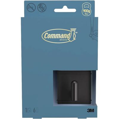 3M Command™ Decor malý kovový háček na župan do koupelny DCRB01MB-EU, matný černý, 1 háček + 6 pásků 3M Command™ Decor malý kovový háček na župan do koupelny DCRB01MB-EU, matný černý, 1 háček + 6 pásků