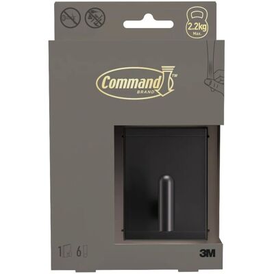 3M Command™ Decor velký kovový háček DCR02MB-EU, matný černý, 1 háček + 6 pásků 3M Command™ Decor velký kovový háček DCR02MB-EU, matný černý, 1 háček + 6 pásků