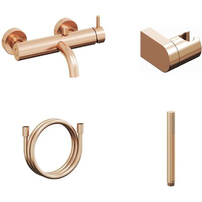 Ravak ES 022.60RGB.+S Vanová nástěnná baterie se sprchovým setem, Rose Gold Brushed Ravak ES 022.60RGB.+S Vanová nástěnná baterie se sprchovým setem, Rose Gold Brushed