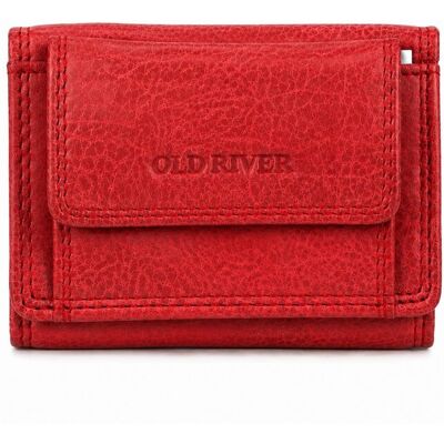 Old River kožená mini peněženka s mincovníkem a kapsou na klíče, červená Old River kožená mini peněženka s mincovníkem a kapsou na klíče, červená