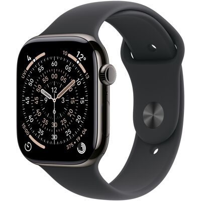 Apple Watch Series 11 Cellular 46mm Břidlicově šedý titan s černým sportovním řemínkem - S/M Apple Watch Series 11 Cellular 46mm Břidlicově šedý titan s černým sportovním řemínkem - S/M