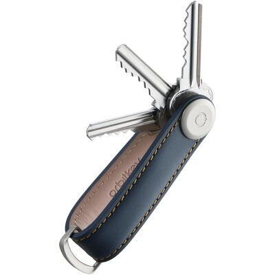 ORBITKEY Key Organizer Leather 2.0 - Navy & Tan Stitching ORBITKEY Key Organizer Leather 2.0 - Navy & Tan Stitching