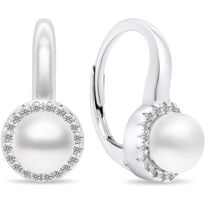 Brilio Silver Elegantní stříbrné náušnice s perlami a zirkony EA419W (Ag 925/1000, 3,51 g) Brilio Silver Elegantní stříbrné náušnice s perlami a zirkony EA419W (Ag 925/1000, 3,51 g)