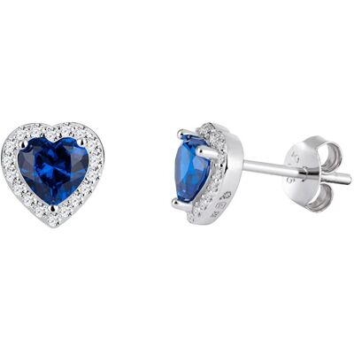 Preciosa Stříbrné náušnice Velvet Heart, srdce s kubickou zirkonií Preciosa, safír Preciosa Stříbrné náušnice Velvet Heart, srdce s kubickou zirkonií Preciosa, safír