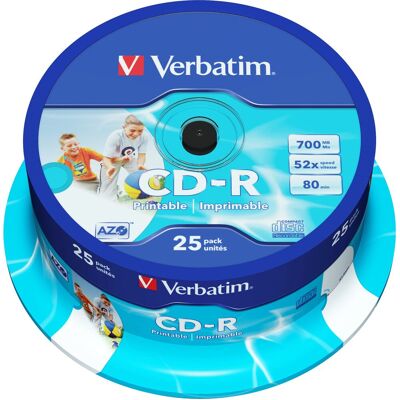 Verbatim CD-R AZO 700MB, 52x, printable, spindle 25 ks Verbatim CD-R AZO 700MB, 52x, printable, spindle 25 ks