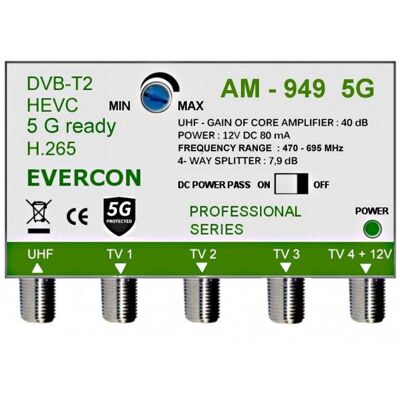 EVERCON anténní zesilovač AM-949 5G bez napájecího zdroje EVERCON anténní zesilovač AM-949 5G bez napájecího zdroje