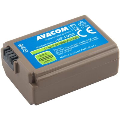 AVACOM Sony NP-FW50 vstup USB-C Li-Ion AVACOM Sony NP-FW50 vstup USB-C Li-Ion