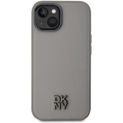 Kožený kryt MagSafe pro iPhone 15 DKNY šedý Kožený kryt MagSafe pro iPhone 15 DKNY šedý