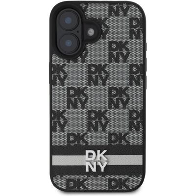 Pouzdro DKNY pro iPhone 16 Černé kostky a pruhy Pouzdro DKNY pro iPhone 16 Černé kostky a pruhy