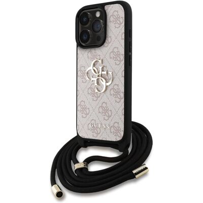Guess PU 4G Metal Logo Crossbody Popruh Zadní Kryt pro iPhone 15 Pro Max Pink Guess PU 4G Metal Logo Crossbody Popruh Zadní Kryt pro iPhone 15 Pro Max Pink