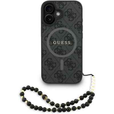 Guess PU Leather 4G Colored Ring Strap MagSafe Zadní Kryt pro iPhone 16 Black Guess PU Leather 4G Colored Ring Strap MagSafe Zadní Kryt pro iPhone 16 Black