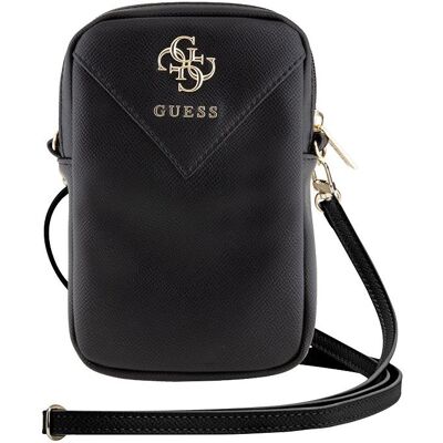Guess PU Grained 4G Metal Logo Taška na Telefon se Zipem Black Guess PU Grained 4G Metal Logo Taška na Telefon se Zipem Black