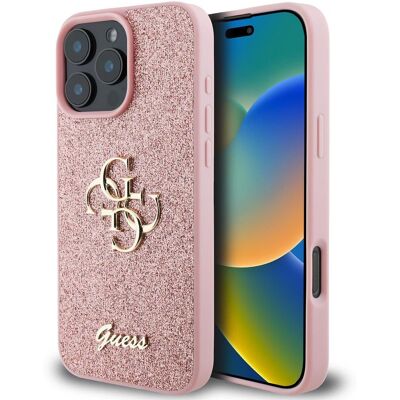 Guess Růžový Glitter Velký 4G Logo Kryt na iPhone 16 Pro Guess Růžový Glitter Velký 4G Logo Kryt na iPhone 16 Pro
