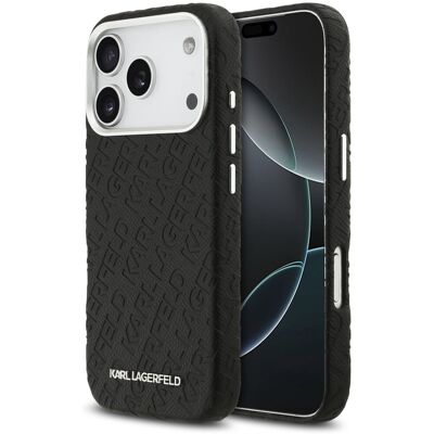 Karl Lagerfeld Grained PU Repeated Logo MagSafe Zadní Kryt pro iPhone 17 Pro Black Karl Lagerfeld Grained PU Repeated Logo MagSafe Zadní Kryt pro iPhone 17 Pro Black