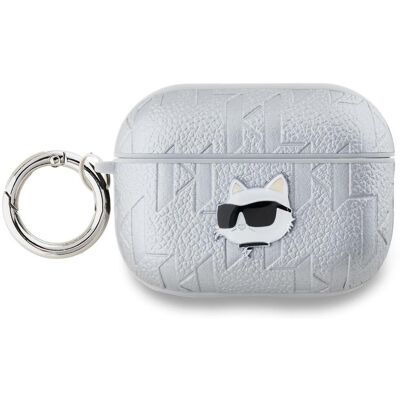 Karl Lagerfeld Pouzdro pro AirPods Pro 2 Choupette Waffle Stříbro Karl Lagerfeld Pouzdro pro AirPods Pro 2 Choupette Waffle Stříbro