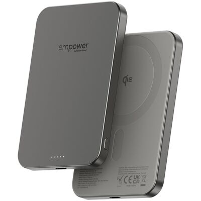 PanzerGlass Empower bezdrátová Qi2 powerbanka 5000 mAh, MagSafe, šedá, hlikové tělo PanzerGlass Empower bezdrátová Qi2 powerbanka 5000 mAh, MagSafe, šedá, hlikové tělo