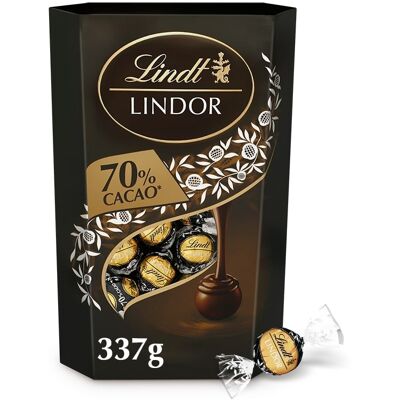 Lindt Bonboniéra LINDOR maxibalení pralinek Hořká čokoláda 70% 337g Lindt Bonboniéra LINDOR maxibalení pralinek Hořká čokoláda 70% 337g