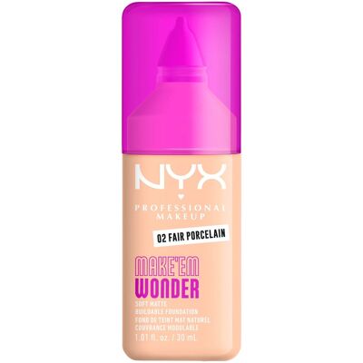NYX PROFESSIONAL MAKEUP Make 'EM Wonder Foundation 02 Fair Porcelain, 30 ml NYX PROFESSIONAL MAKEUP Make 'EM Wonder Foundation 02 Fair Porcelain, 30 ml