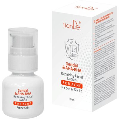 TIANDE Vita Derm Regenerační pleťová voda pro pleť se sklonem k akné Santal a AHA-BHA 50 ml TIANDE Vita Derm Regenerační pleťová voda pro pleť se sklonem k akné Santal a AHA-BHA 50 ml