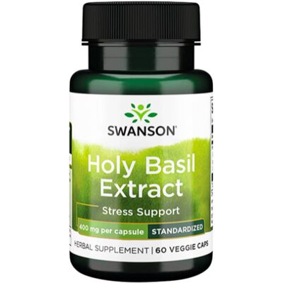 Swanson Extrakt posvátné bazalky - 400mg, 60 kapslí - Bylinný doplněk Swanson Extrakt posvátné bazalky - 400mg, 60 kapslí - Bylinný doplněk