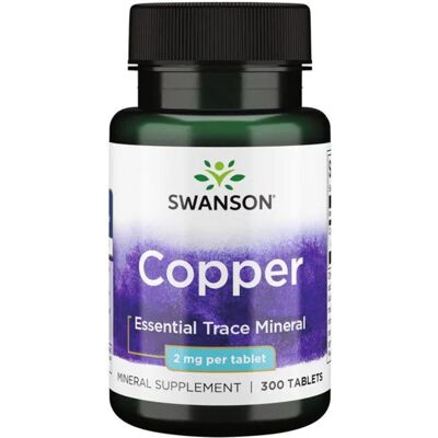 Swanson Měď 2mg - 300 Tablet - Doplněk stravy Swanson Měď 2mg - 300 Tablet - Doplněk stravy