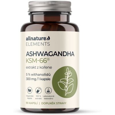 Allnature Elements Ashwagandha KSM-66® 300 mg 90 kapslí Allnature Elements Ashwagandha KSM-66® 300 mg 90 kapslí