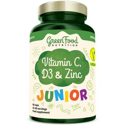GreenFood Nutrition Junior Vitamin C, D3 & Zinc 90 kapslí GreenFood Nutrition Junior Vitamin C, D3 & Zinc 90 kapslí