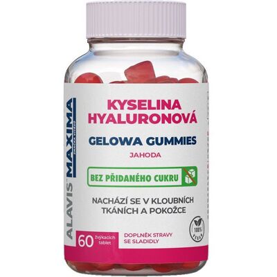 ALAVIS MAXIMA Kyselina Hyaluronová GELOWA GUMMIES Jahoda 60 žvýkacích tablet ALAVIS MAXIMA Kyselina Hyaluronová GELOWA GUMMIES Jahoda 60 žvýkacích tablet