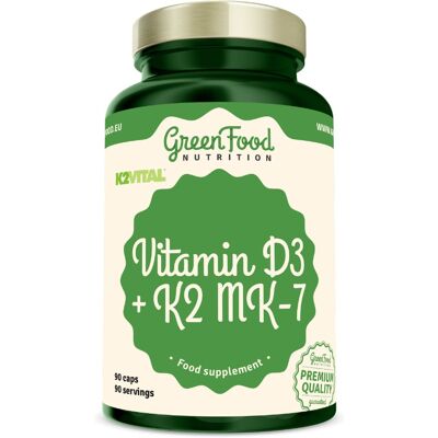 GreenFood Nutrition Vitamin D3 + K2 MK-7 VITALDELTA 90 kapslí GreenFood Nutrition Vitamin D3 + K2 MK-7 VITALDELTA 90 kapslí
