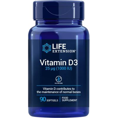 Life Extension Vitamin D3 25 mcg (1000 IU) Měkké kapsle - Podpora zdraví Life Extension Vitamin D3 25 mcg (1000 IU) Měkké kapsle - Podpora zdraví