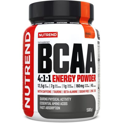 Nutrend BCAA 4:1:1 ENERGY POWDER, 500 g, pomeranč Nutrend BCAA 4:1:1 ENERGY POWDER, 500 g, pomeranč