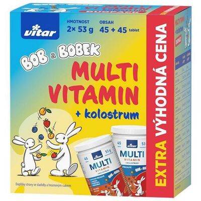 VITAR Multivitamin + kolostrum Bob a Bobek DUOPACK 2 x 45 tablet VITAR Multivitamin + kolostrum Bob a Bobek DUOPACK 2 x 45 tablet