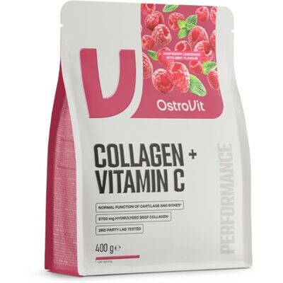 OstroVit Kolagen + Vitamin C prášek - 400 g - Příchuť Malinové Limonády s Mátou OstroVit Kolagen + Vitamin C prášek - 400 g - Příchuť Malinové Limonády s Mátou
