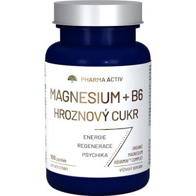 Pharma Activ Magnesium + B6 hroznový cukr 100 pastilek Pharma Activ Magnesium + B6 hroznový cukr 100 pastilek