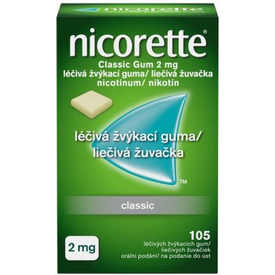 Nicorette Klasická žvýkačka 2 mg Náhrada nikotinu Nicorette Klasická žvýkačka 2 mg Náhrada nikotinu